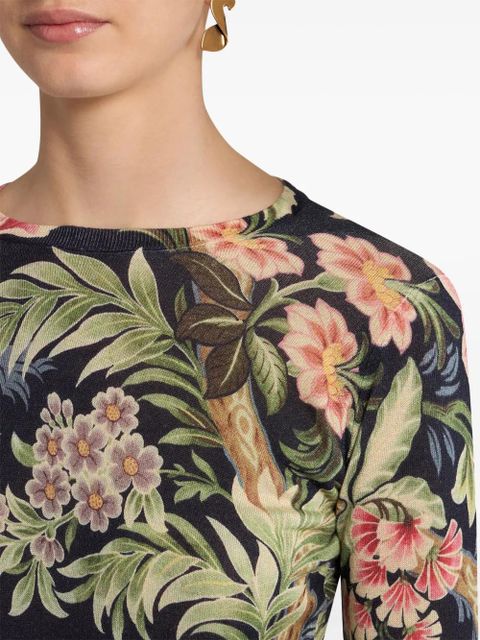 ETRO floral-print knitted top - Blue