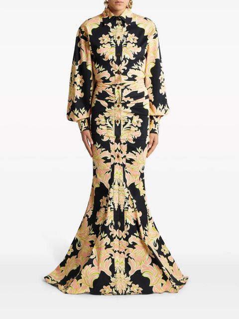 ETRO paisley-print ruched gown - Black