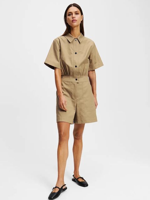 Karl Lagerfeld kombinezon kolor brązowy z kołnierzykiemm A2W13013