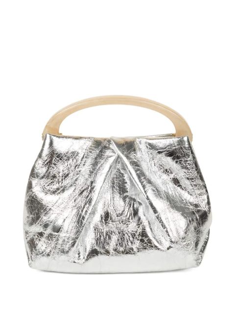 DRIES VAN NOTEN small pleated leather tote bag - Silver - zdjęcie produktu nr 1