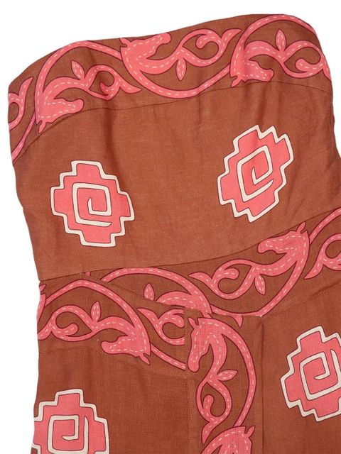 Johanna Ortiz strapless linen dress - Red