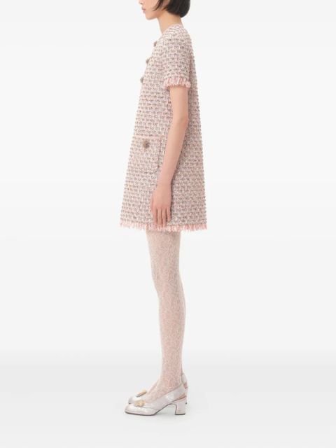 Valentino Garavani embellished-button tweed mini dress - Pink