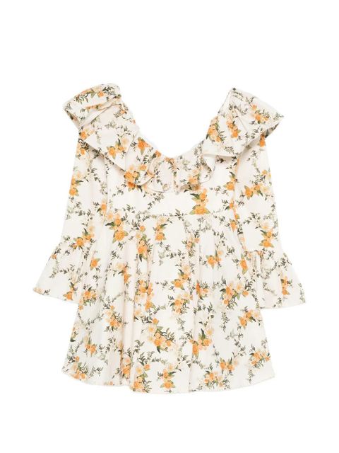 Agua By Agua Bendita ruffled floral-print mini dress - Neutrals - zdjęcie produktu nr 1