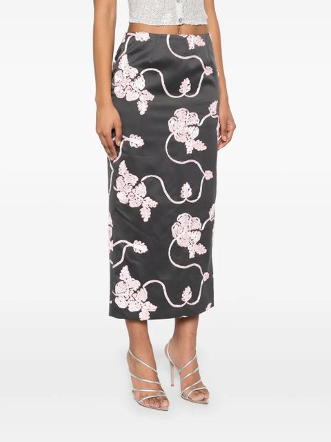 ROTATE BIRGER CHRISTENSEN appliqué pencil skirt - Grey - zdjęcie produktu nr 2