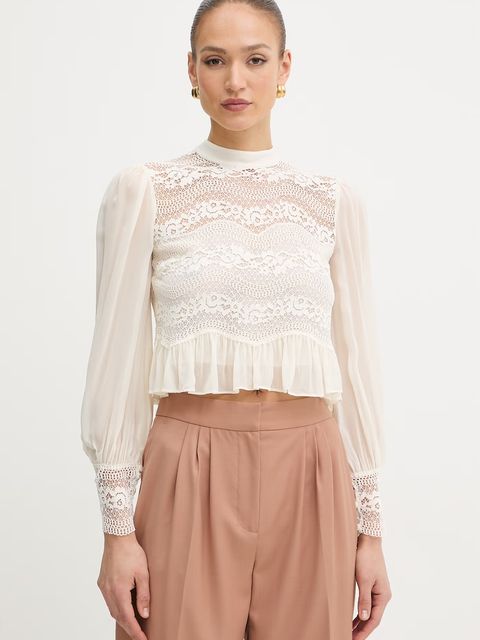 Twinset bluzka z falbanką damska z wiskozy - zdjęcie produktu nr 1