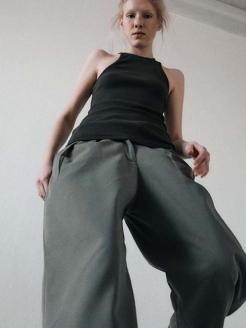 MUUV. top bawełniany PRESSE kolor zielony PRESSE