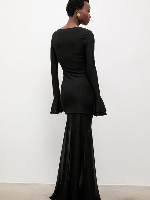 Answear.LAB sukienka kolor czarny maxi rozkloszowana - zdjęcie produktu nr 2