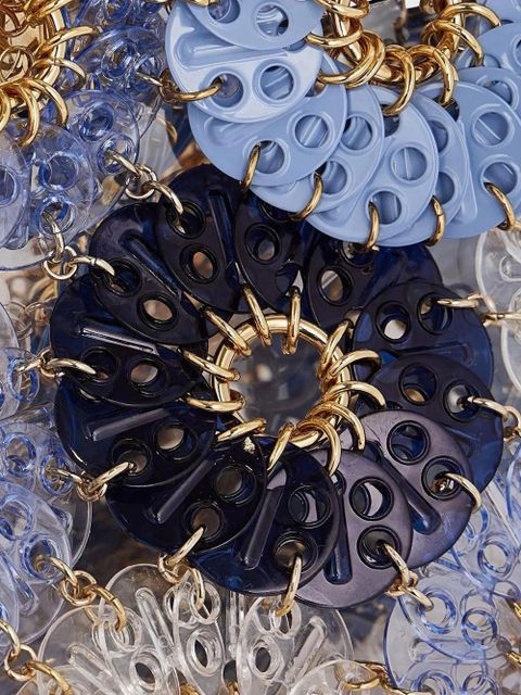 Rabanne flower-embellished chain-strap tote bag - Blue