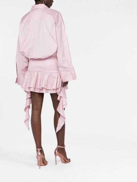 Blumarine dropped-waist ruffled shirtdress - Pink