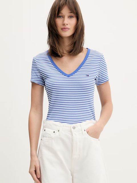 Tommy Jeans T-shirt damski bawełniany z elastanem - zdjęcie produktu nr 1