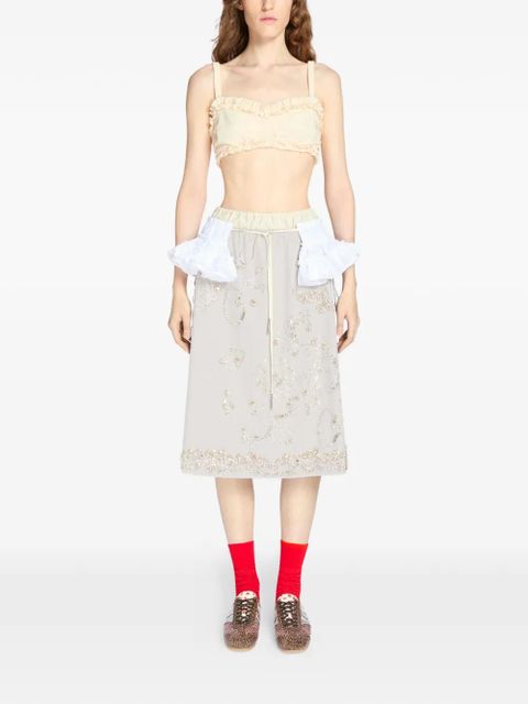 DRIES VAN NOTEN ruffled cotton bra top - Neutrals - zdjęcie produktu nr 2