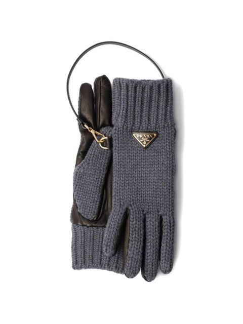 Prada wool and nappa leather gloves - Grey - zdjęcie produktu nr 1