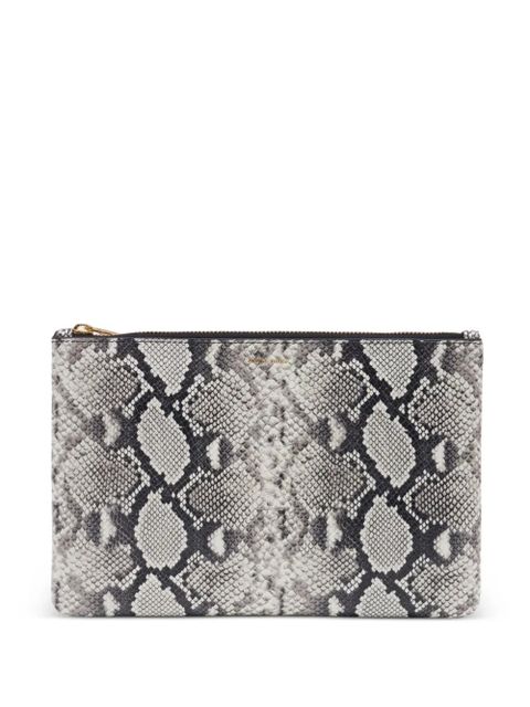 ANINE BING Elly snakeskin-print leather clutch bag - Grey - zdjęcie produktu nr 1