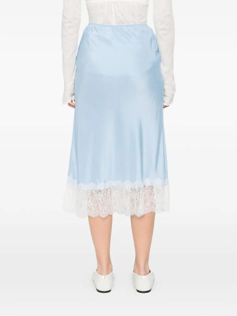 Moschino lace-trim midi skirt - Blue