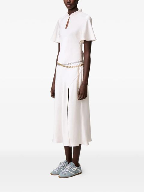 Claudie Pierlot ruffled keyhole midi dress - White