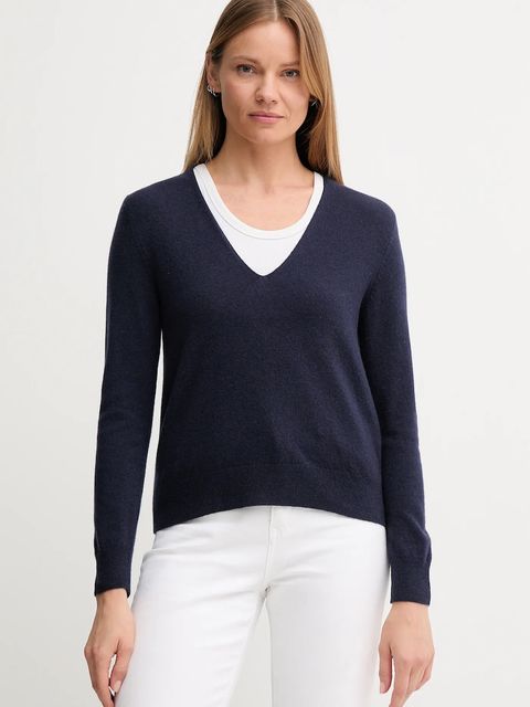 United Colors of Benetton sweter wełniany damski kolor granatowy lekki 1002D401Y - zdjęcie produktu nr 1