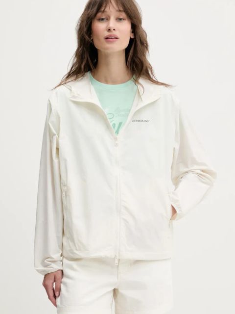 Guess Jeans kurtka kolor beżowy przejściowa W5GL29 WH8N2