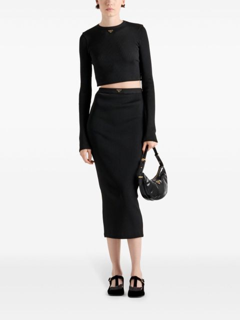 Prada ribbed jersey midi skirt - Black - zdjęcie produktu nr 2