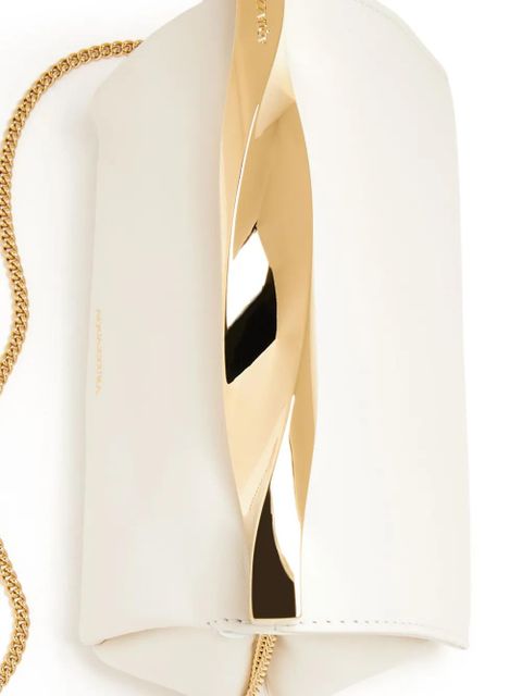 Aquazzura Twist leather clutch bag - White