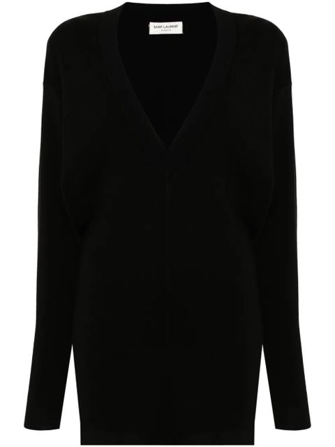 Saint Laurent V-neck wool dress - Black - zdjęcie produktu nr 1