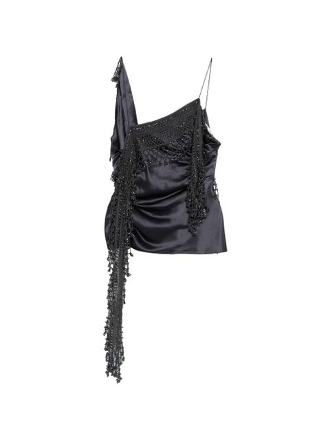 Christopher Esber droplet-bead crochet-trim blouse - Blue