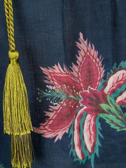 Valentino Garavani floral-pattern tassel-detail shorts - Blue