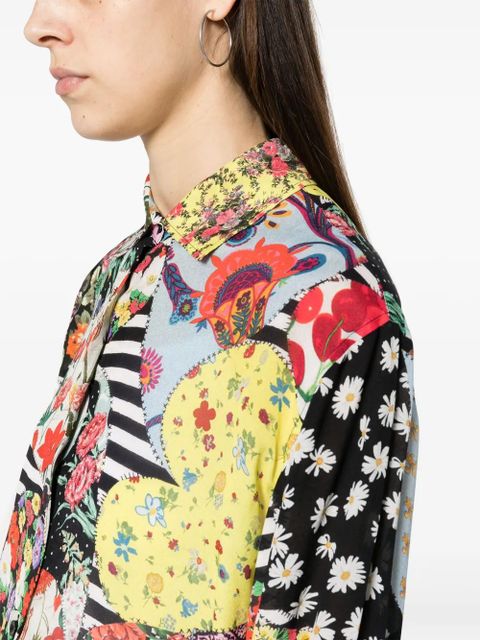 Moschino abstract-pattern print spread-collar shirt - Yellow