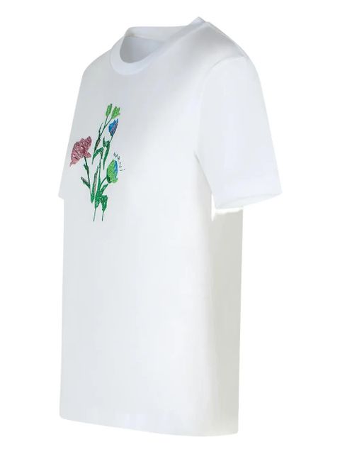 Marni floral-embroidered crewneck T-shirt - White