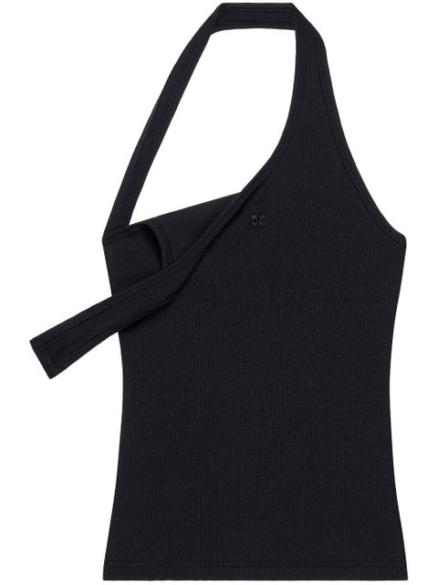 Courrèges asymmetric ribbed-knit tank top - Black - zdjęcie produktu nr 1