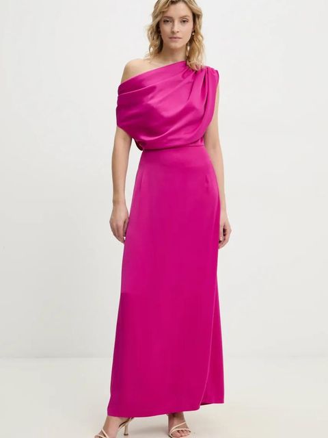 Answear.LAB sukienka kolor różowy maxi dopasowana - zdjęcie produktu nr 2