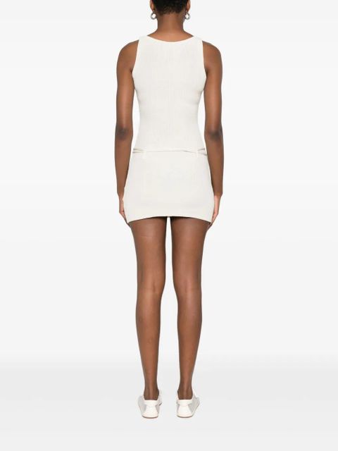 Aya Muse Zeal belted ribbed mini dress - Neutrals