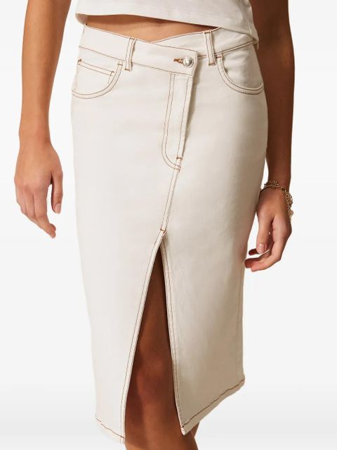 TWINSET contrast-stitch midi skirt - Neutrals