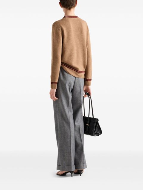 Prada intarsia knitted-logo cashmere jumper - Neutrals - zdjęcie produktu nr 2