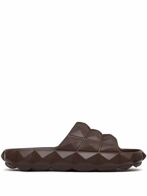 Valentino Garavani flat Rockstud slides - Brown - zdjęcie produktu nr 1
