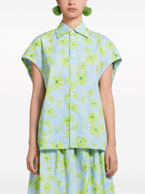 Marni floral-print cotton shirt - Blue - zdjęcie produktu nr 2