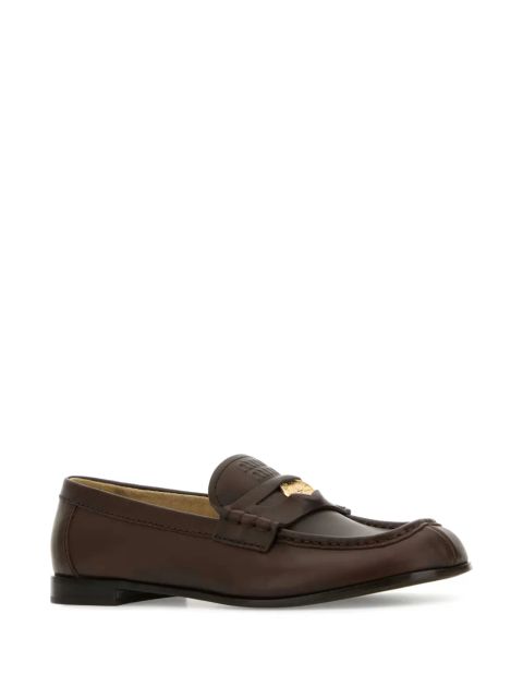 Miu Miu coin-embellished loafers - Brown