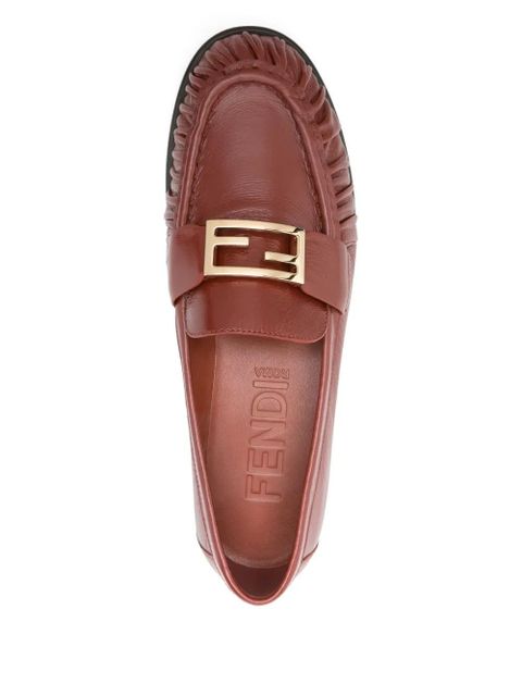 FENDI baguette leather loafers - Red