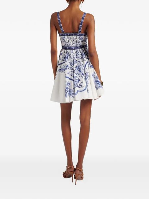 FARM Rio Porcelain Garden button-up mini dress - White