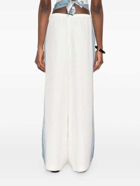 SIR. drawstring stripe trousers - White