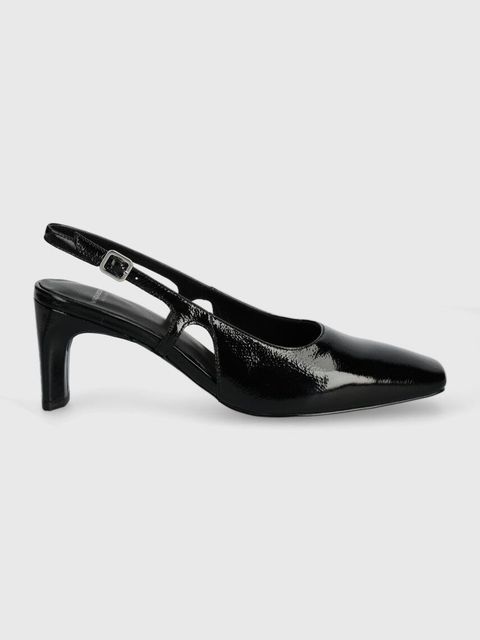 Vagabond Shoemakers czółenka skórzane VENDELA kolor czarny na słupku z odkrytą piętą 5723-160-20
