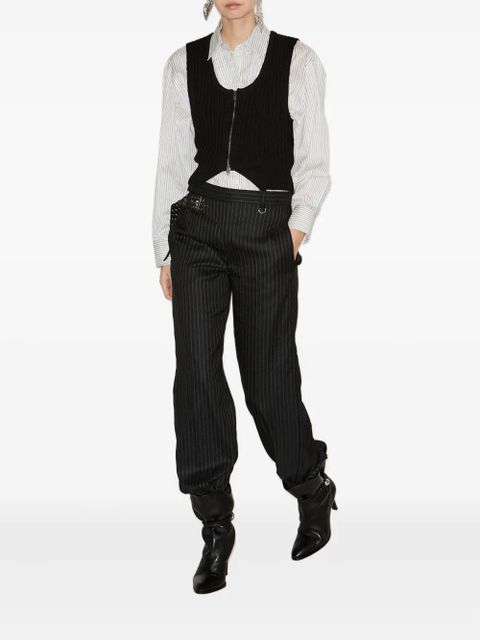ISABEL MARANT pinstripe metal-detail trousers - Black