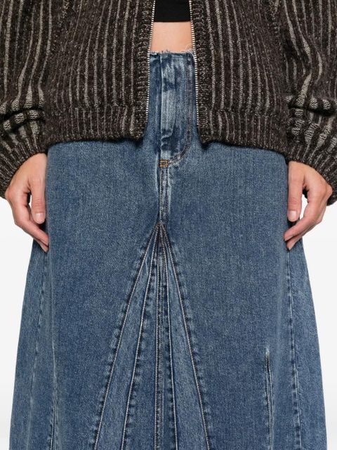 OUR LEGACY Rebel panelled frayed maxi skirt - Blue