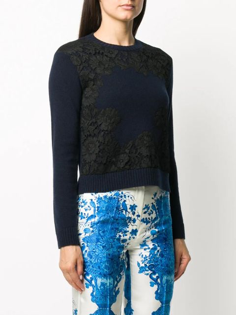 Valentino Garavani lace overlay jumper - Blue