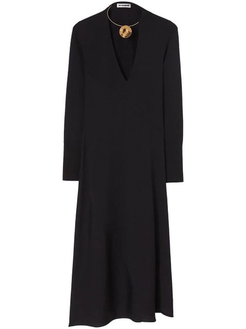 Jil Sander scoop-neck virgin wool midi dress - Black - zdjęcie produktu nr 1