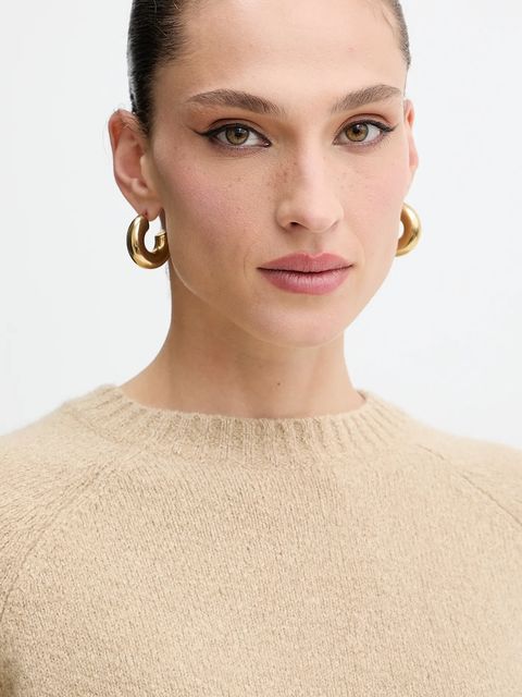 BOSS sweter z domieszką wełny damski kolor beżowy 50478315