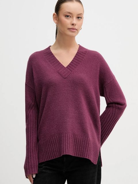 United Colors of Benetton sweter z dodatkiem wełny damski kolor fioletowy 1244D403A - zdjęcie produktu nr 1