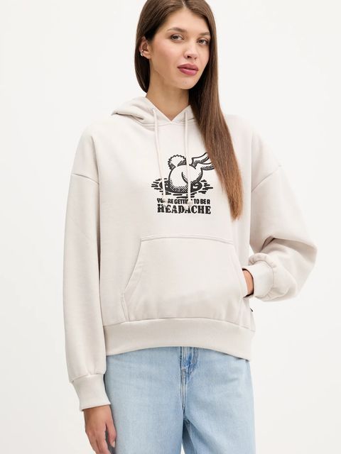 Vans bluza damska kolor beżowy z kapturem z nadrukiem VN000Q37EN91 - zdjęcie produktu nr 1