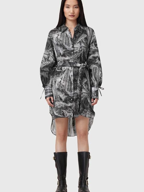 AllSaints sukienka z domieszką jedwabiu LEYLA