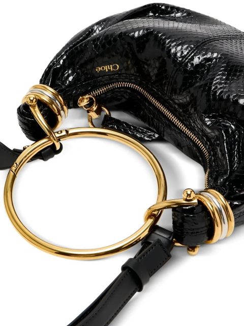 Chloé ring-top puff-faced leather shoulder bag - Black