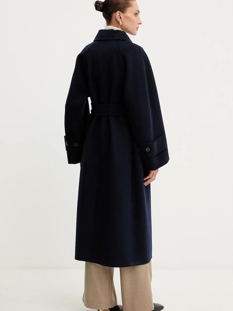 Weekend Max Mara płaszcz wełniany CADINE kolor granatowy 2525016022600